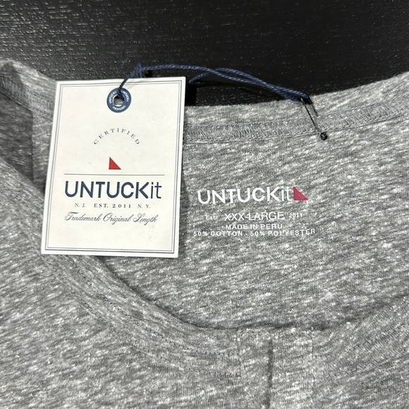 UNTUCKit Heather Grey Notch Neck Long Sleeve T -Shirt - 3XL - Picture 3 of 8